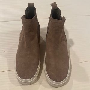8M Suede bootie style sneakers with slight platform.